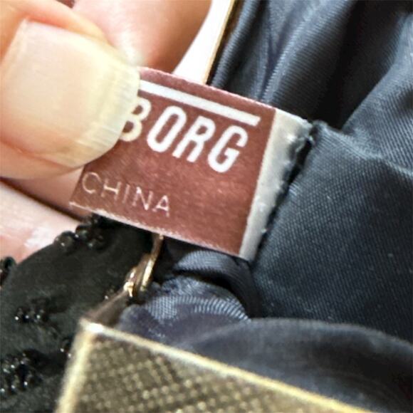 Vintage Walborg Black Beaded Evening Purse Silver Clasp 5.5"x7" 19" Drop - Picture 6 of 6